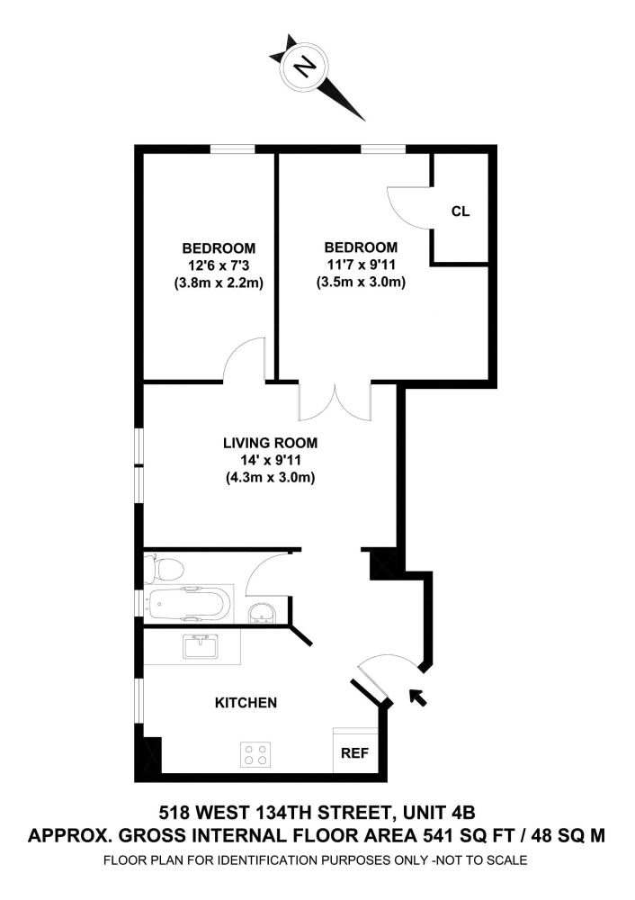 Floorplan for 518 West 134th Street, 4B