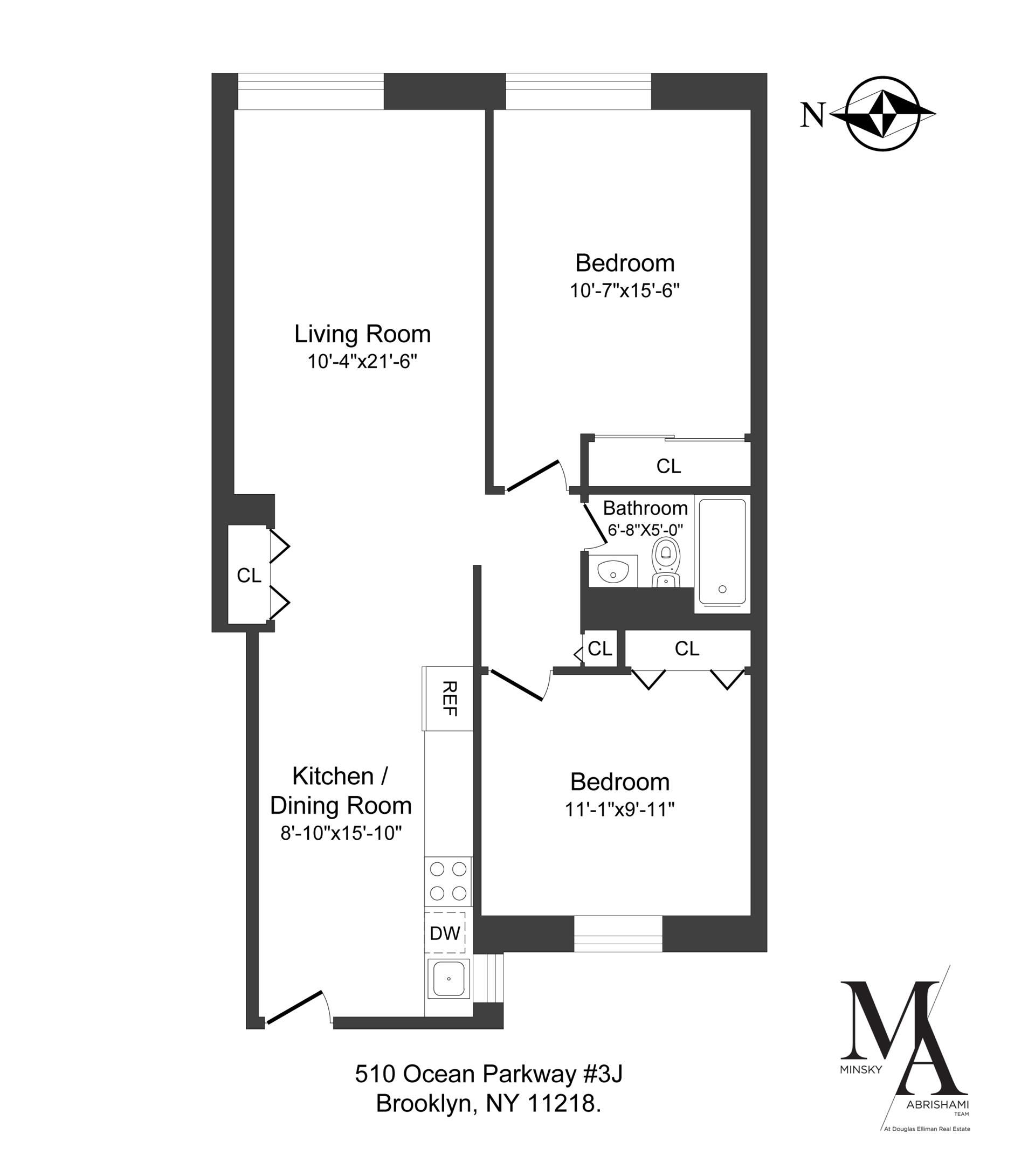 Floorplan for 510 Ocean Parkway, 3J