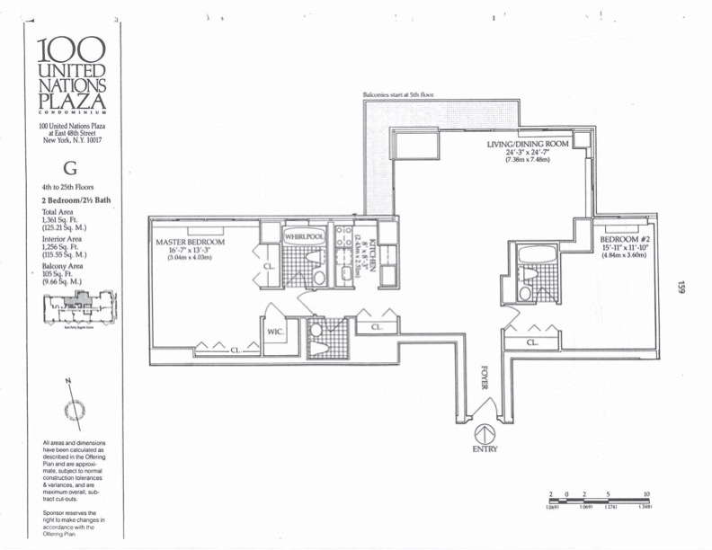 Floorplan for 100 United Nations Plaza, 7G