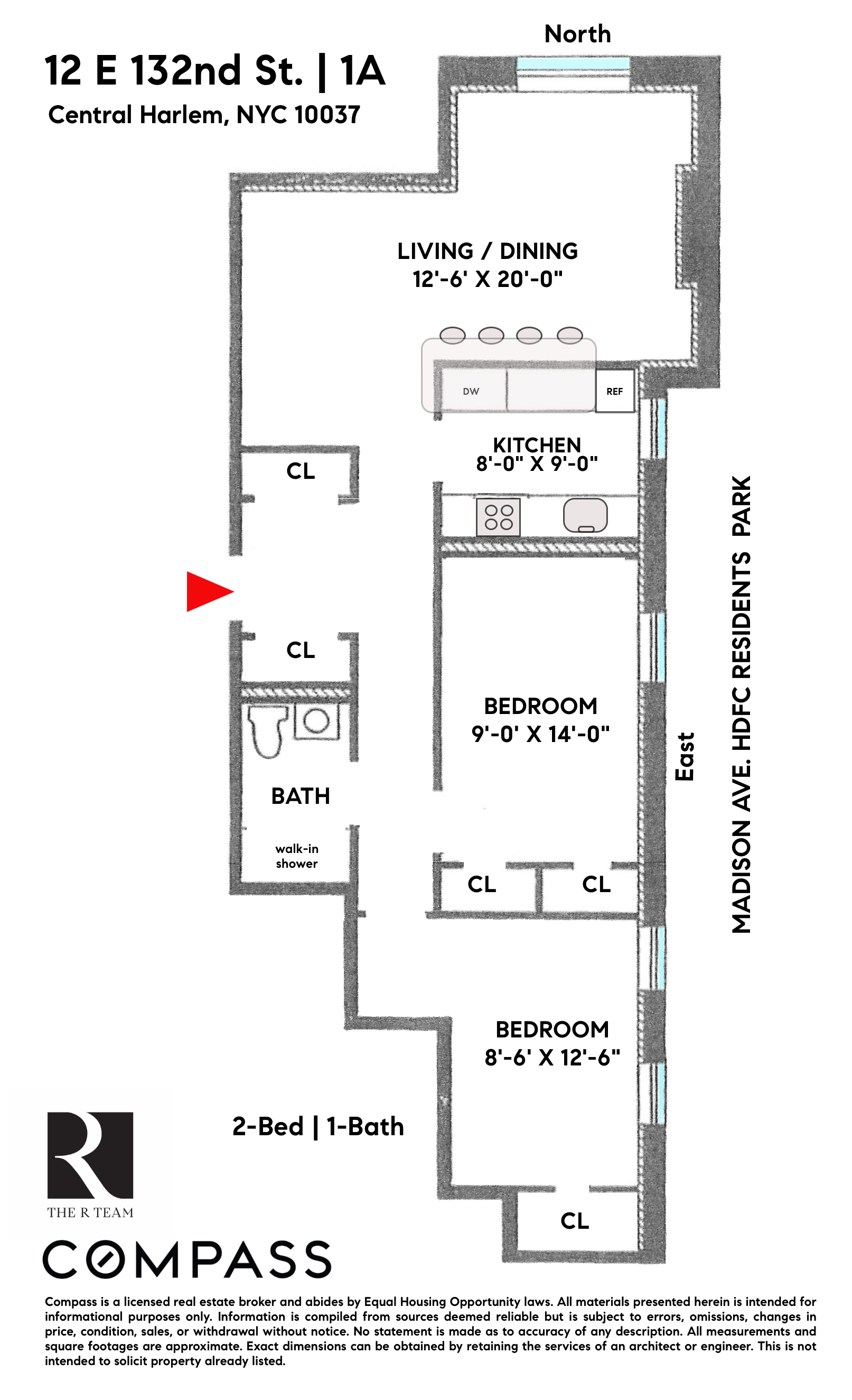 Floorplan for 12 East 132nd Street, 1A