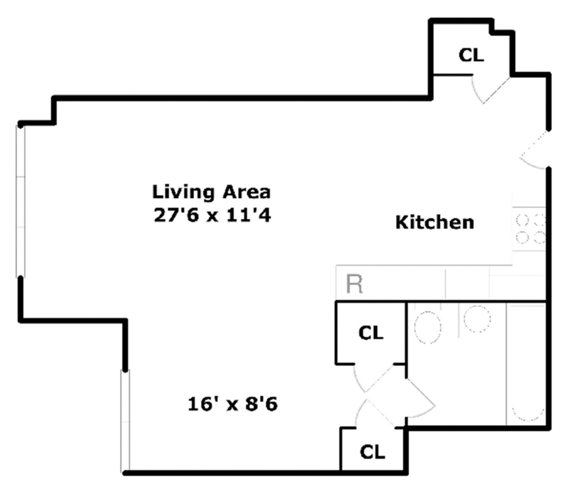 Floorplan for 322 West 57th Street, 27R