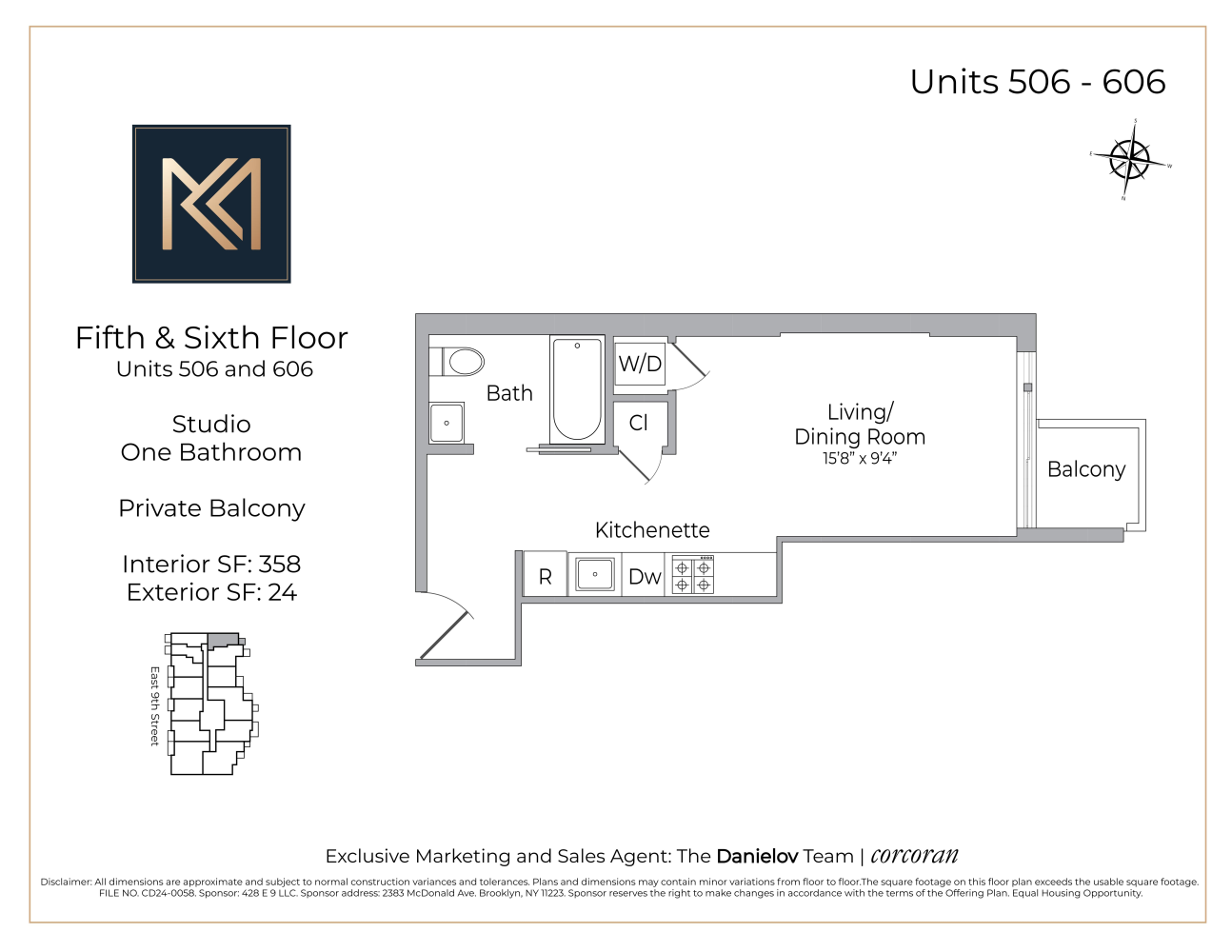 Floorplan for 428 East 9th Street, 606