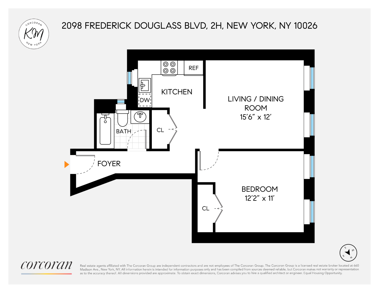 Floorplan for 2098 Frederick Douglass Boulevard, 2H