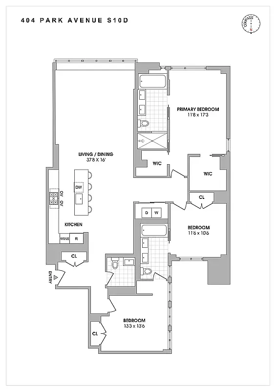 Floorplan for 404 Park Avenue, 10D