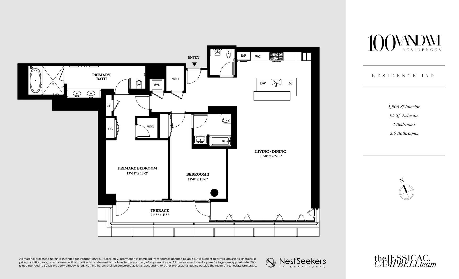 Floorplan for 100 Vandam Street, 16-D