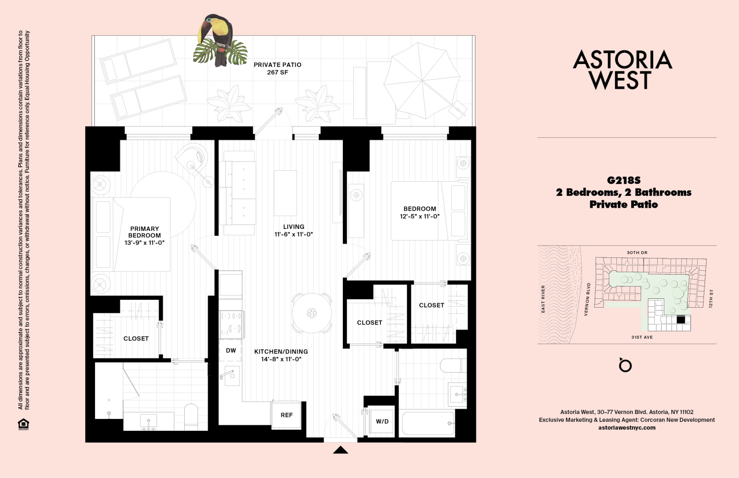 Floorplan for 30-77 Vernon Boulevard, G218S