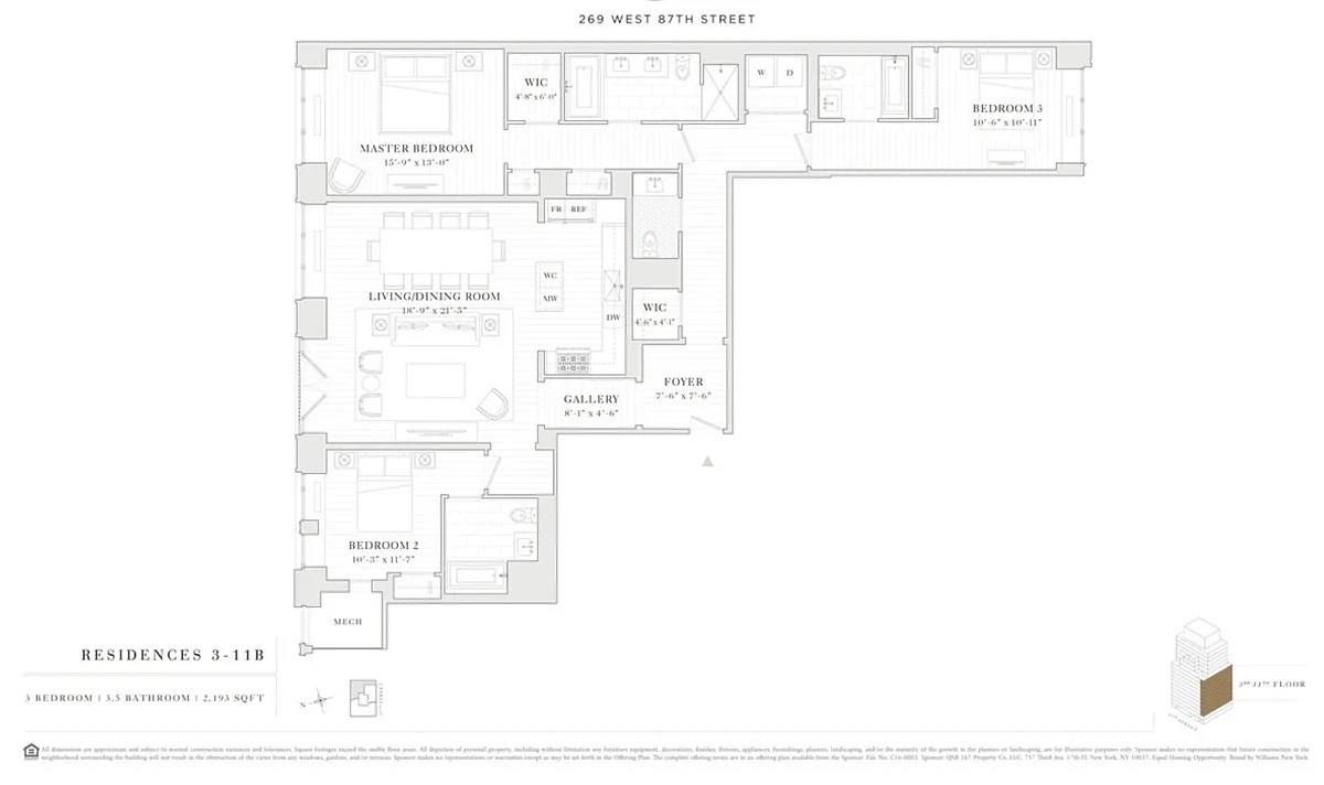 Floorplan for 269 West 87th Street, 8-B