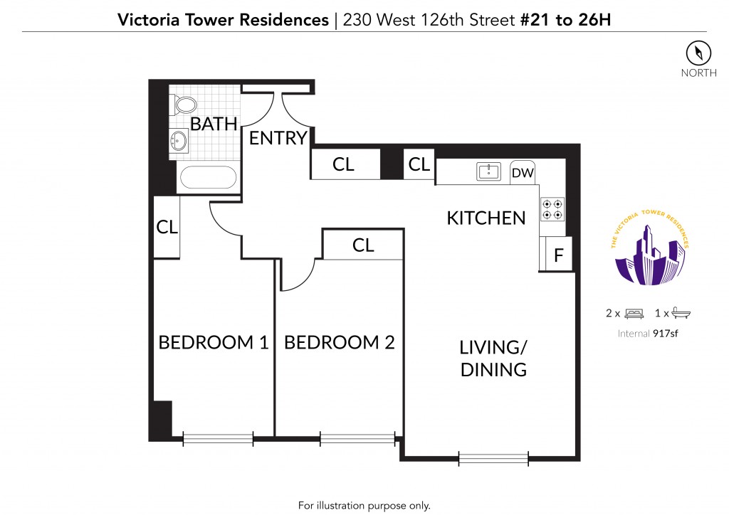 Floorplan for 230 West 126th Street, 26-H