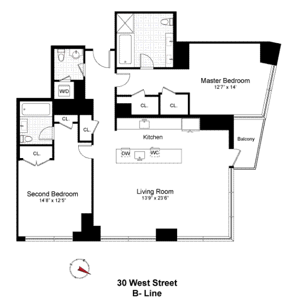 Floorplan for 30 West Street, 33B