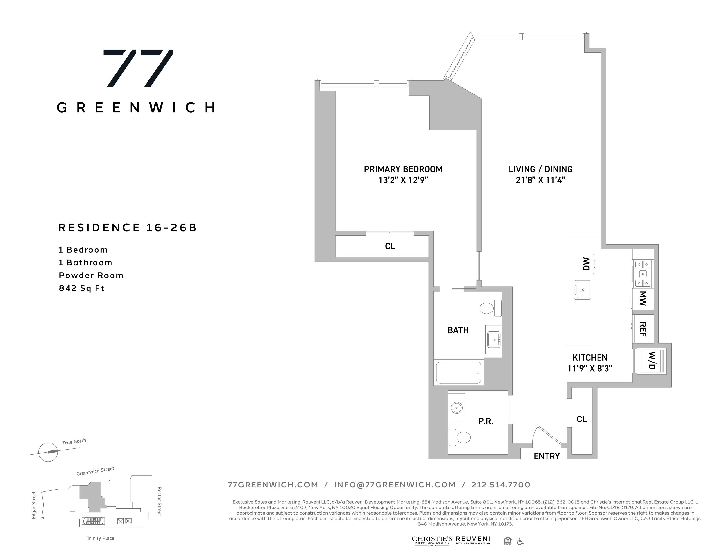 Floorplan for 77 Greenwich Street, 26-B