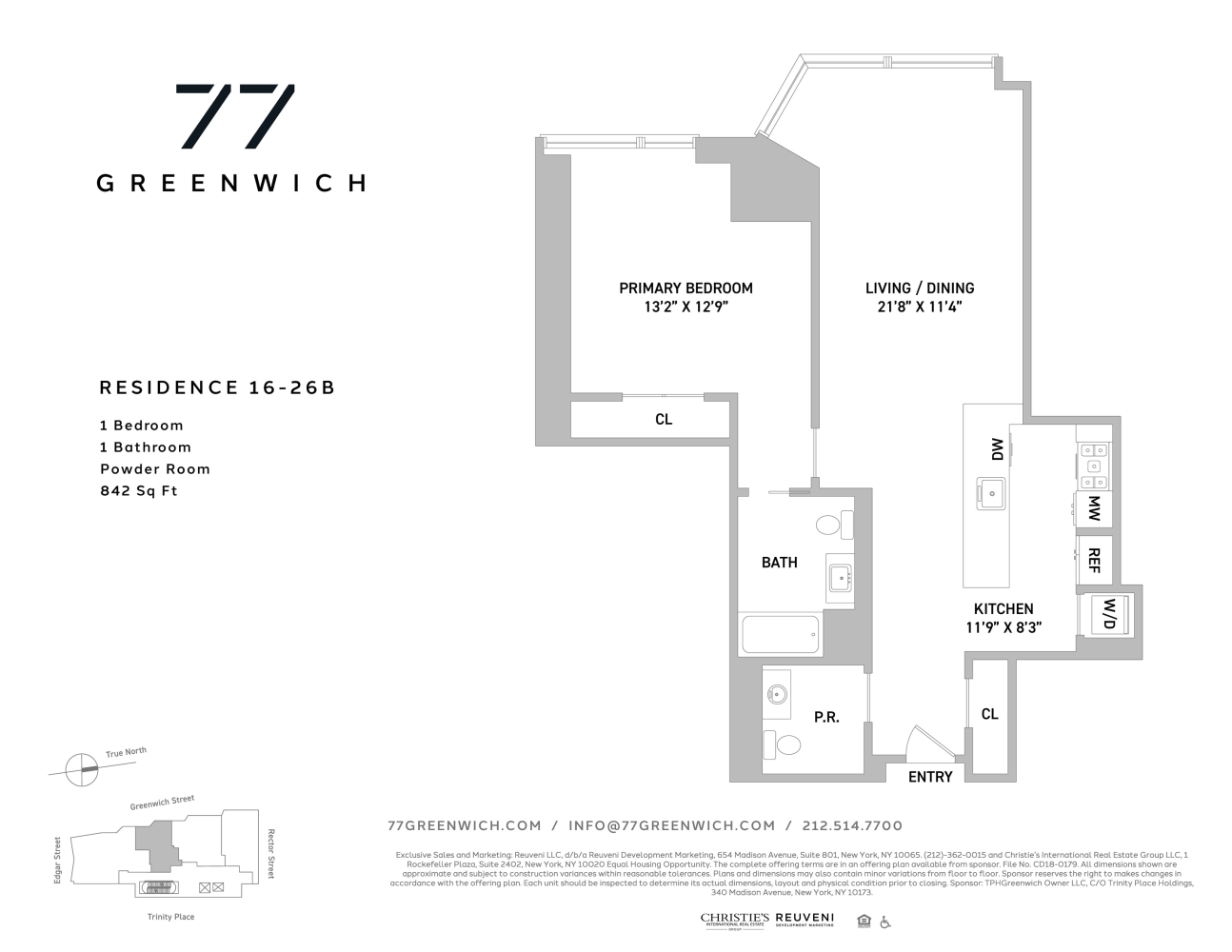 Floorplan for 77 Greenwich Street, 26B