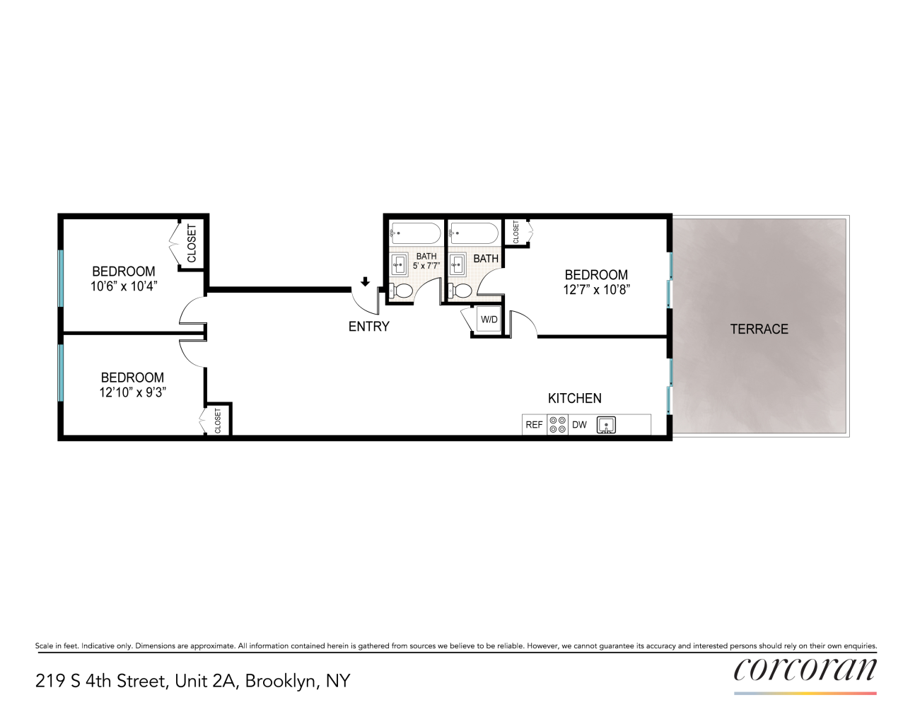 Floorplan for 219 South 4th Street, 2A