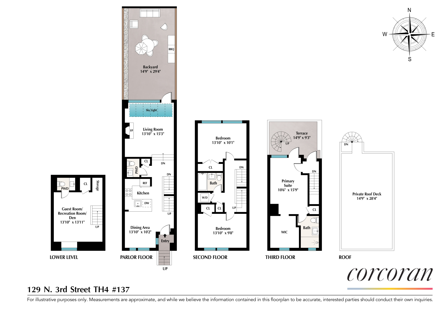 Floorplan for 129 North 3rd Street, TH4