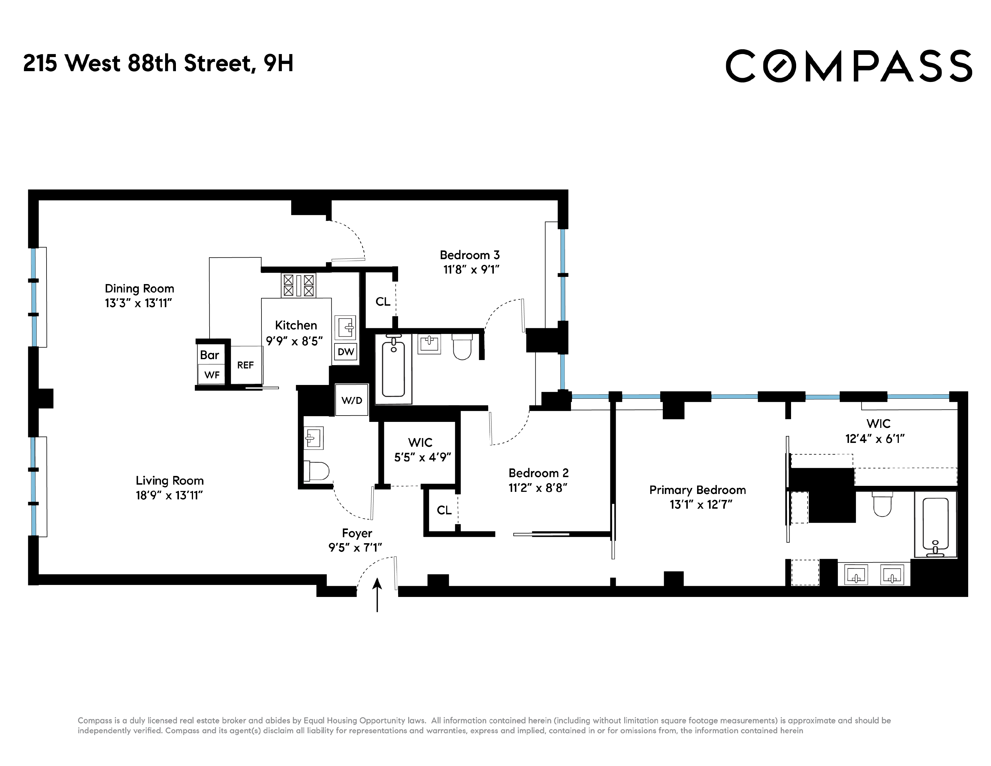 Floorplan for 215 West 88th Street, 9H