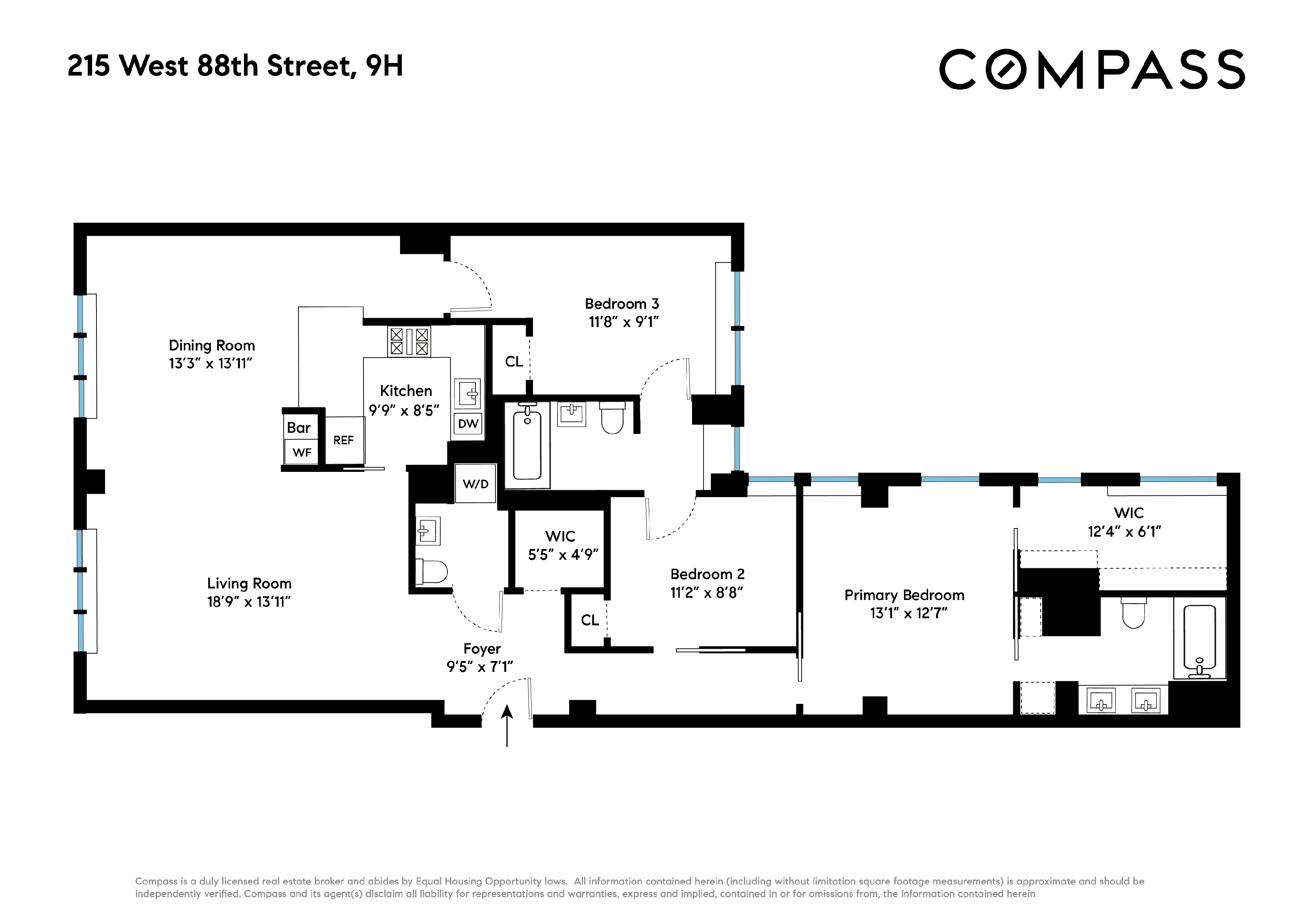 Floorplan for 215 West 88th Street, 9H