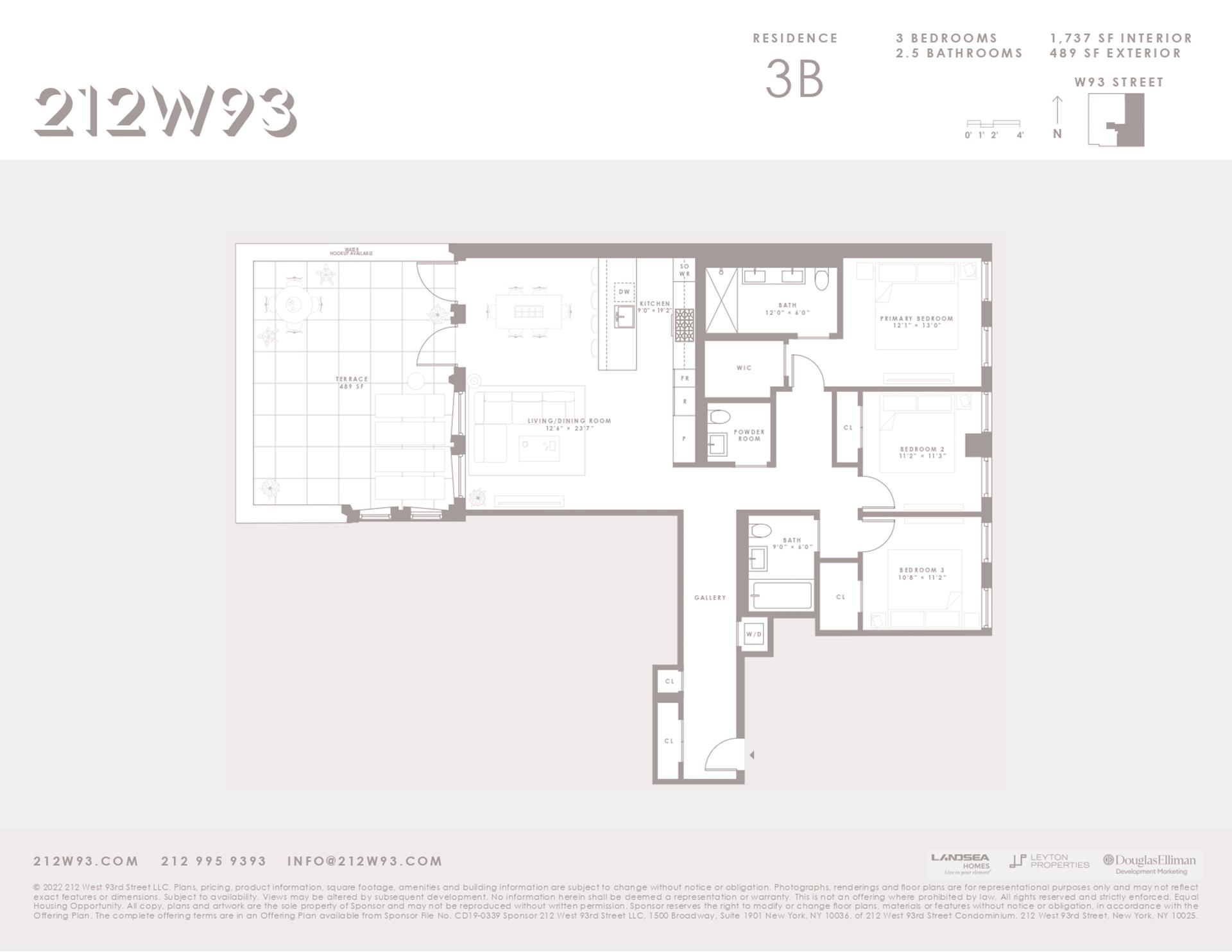 Floorplan for 212 West 93rd Street, 3B