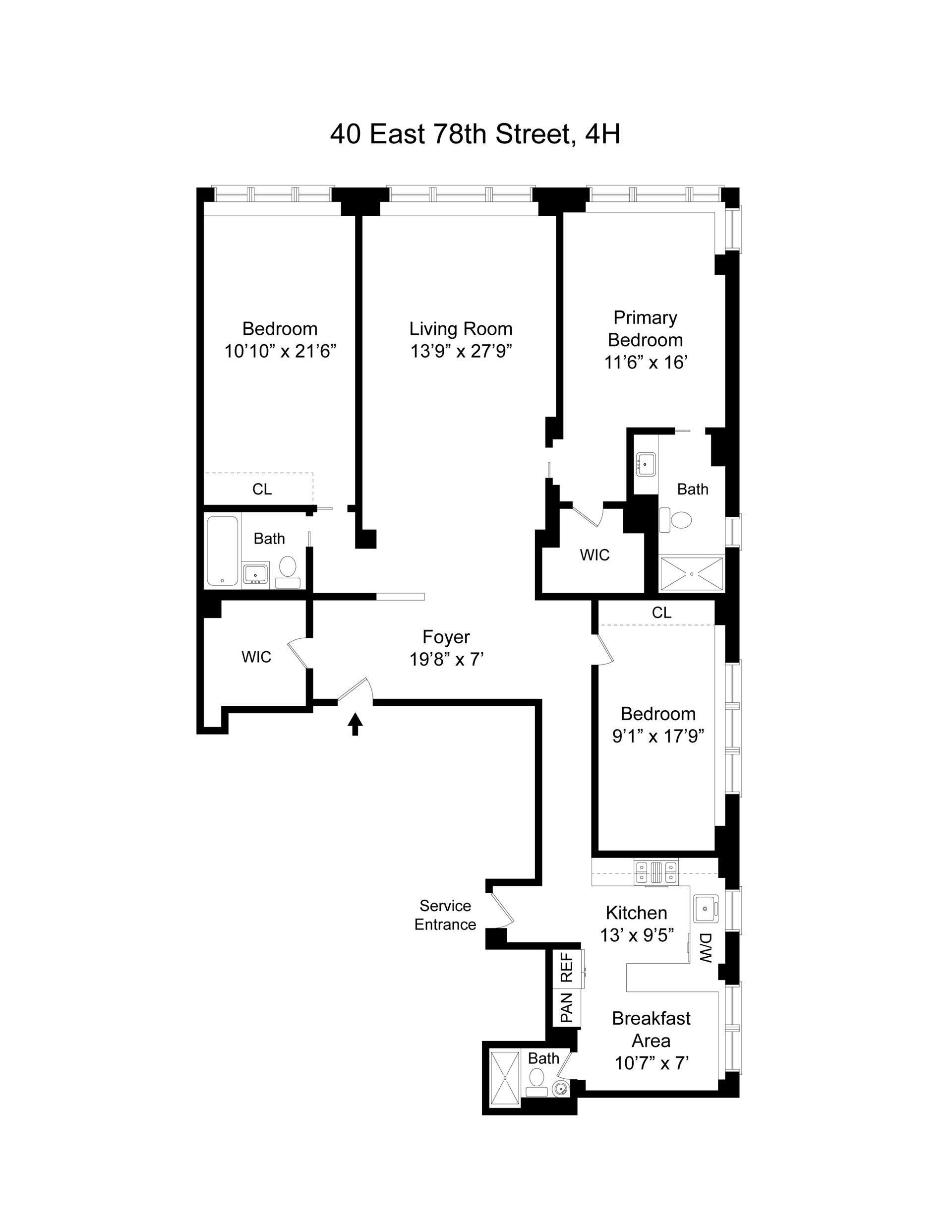 Floorplan for 40 East 78th Street, 4H