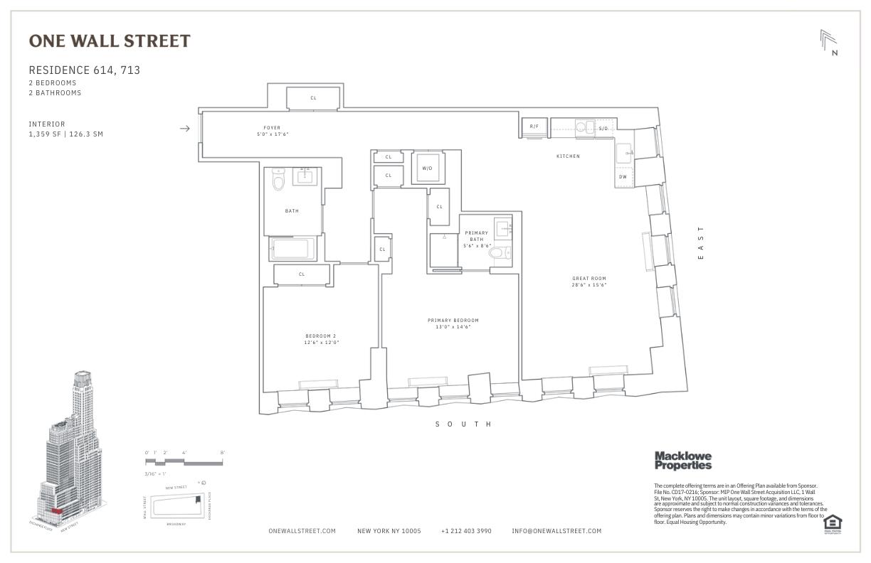 Floorplan for 1 Wall Street, 614