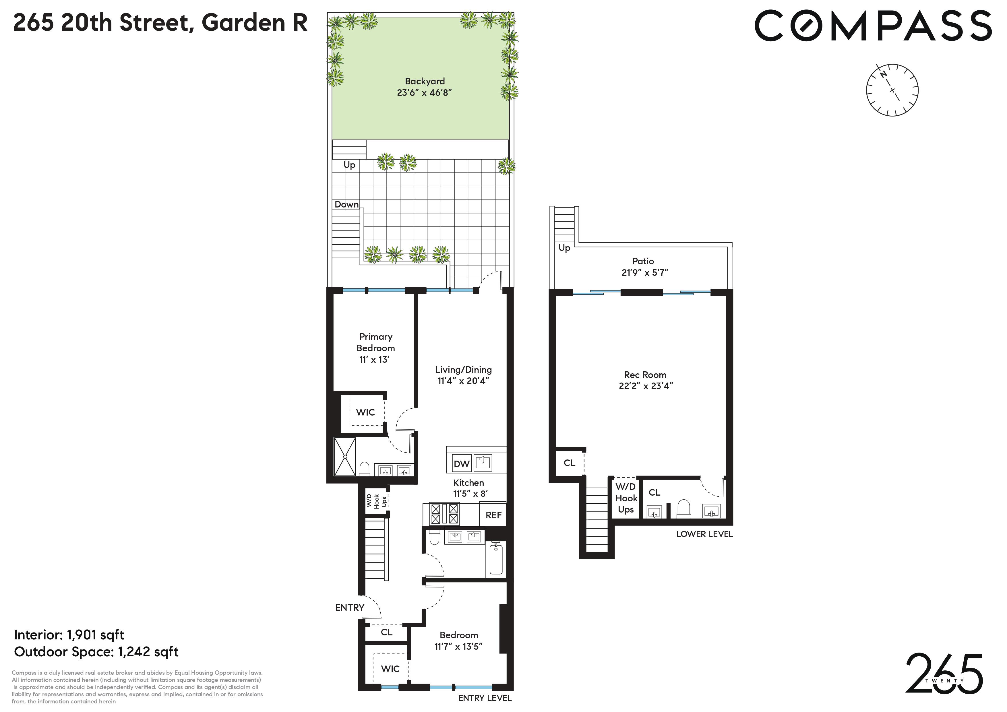 Floorplan for 265 20th Street, GARDEN R