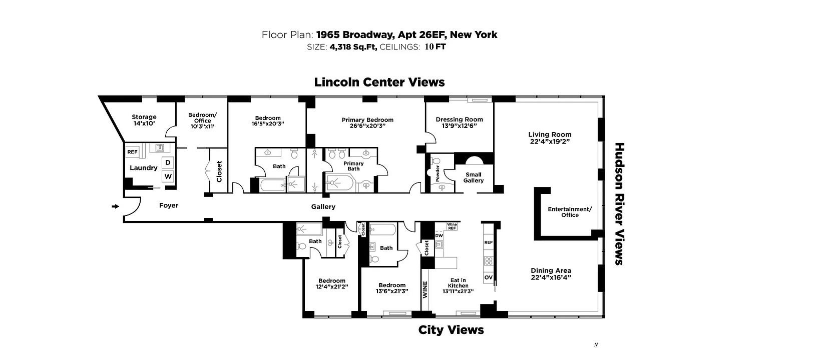 Floorplan for 1965 Broadway, 26-EF