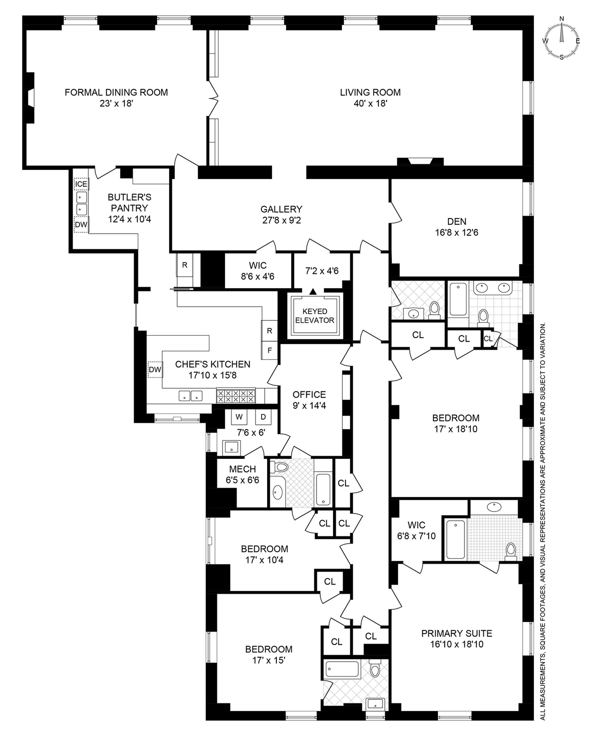 Floorplan for 550 Park Avenue, 12E