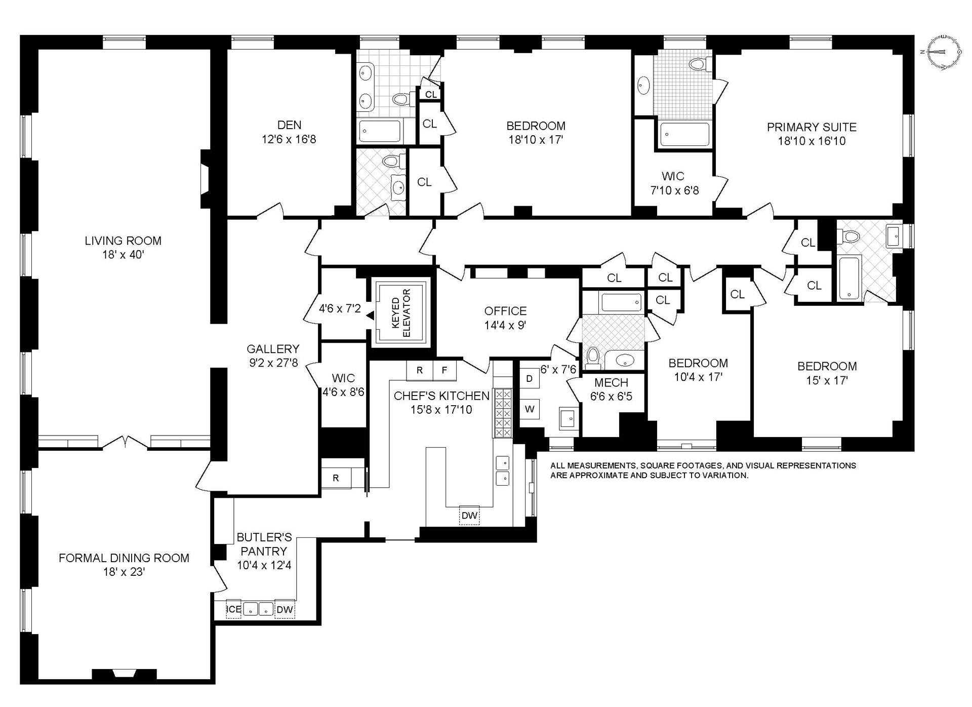 Floorplan for 550 Park Avenue, 12E