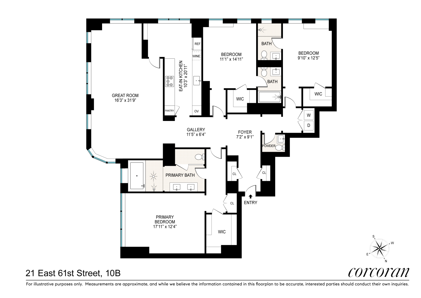 Floorplan for 21 East 61st Street, 10B