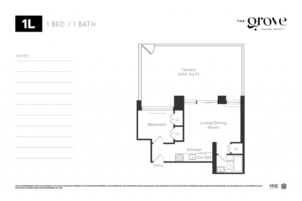 Floorplan for 250 West 19th Street, 1-L