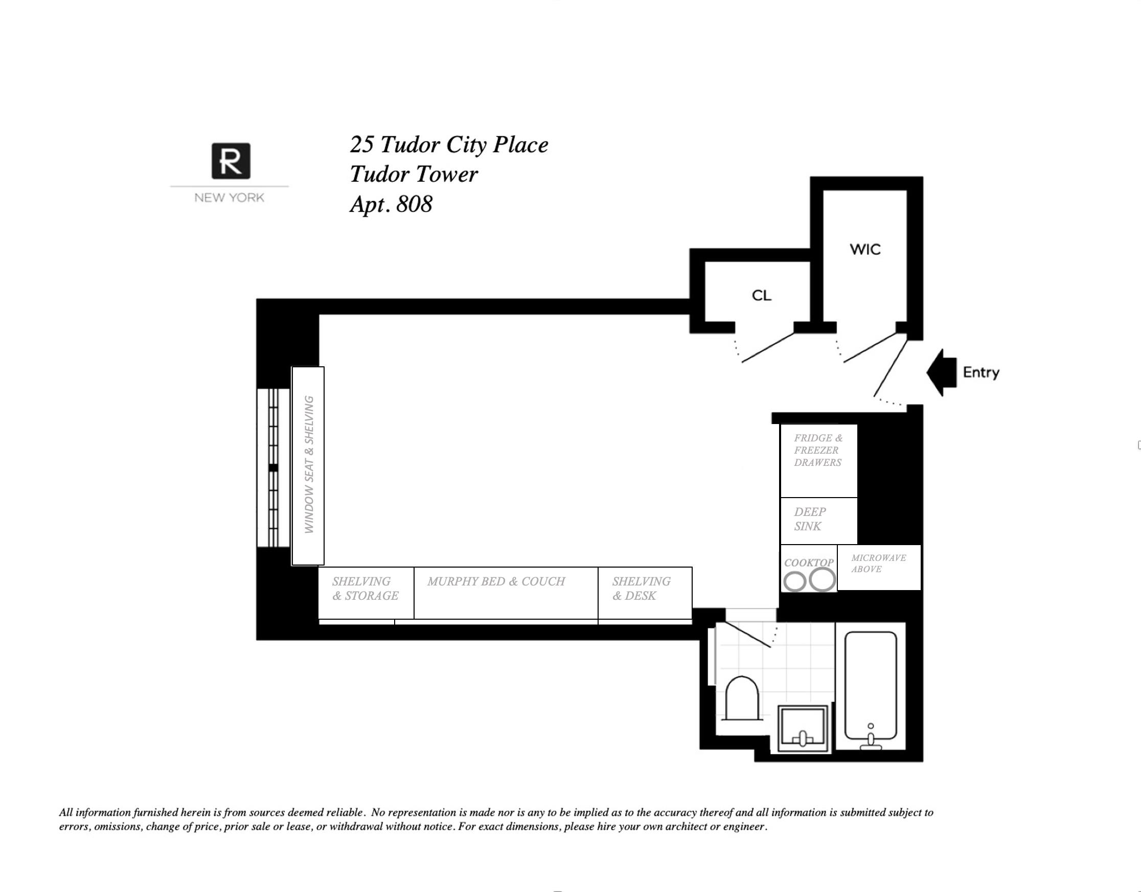 Floorplan for 25 Tudor City Place, 808