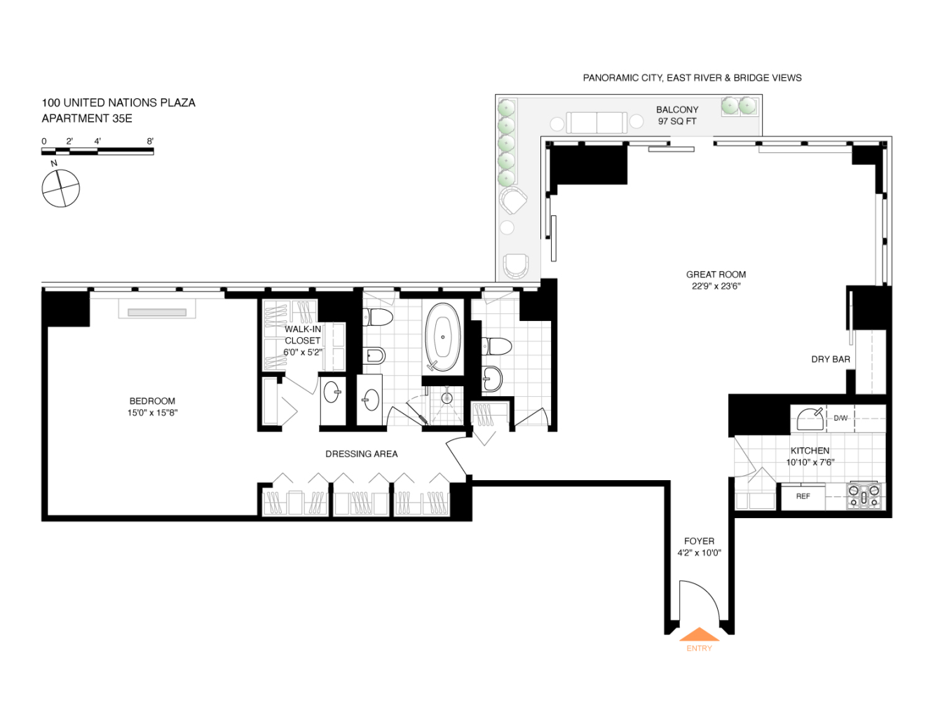 Floorplan for 100 United Nations Plaza, 35E