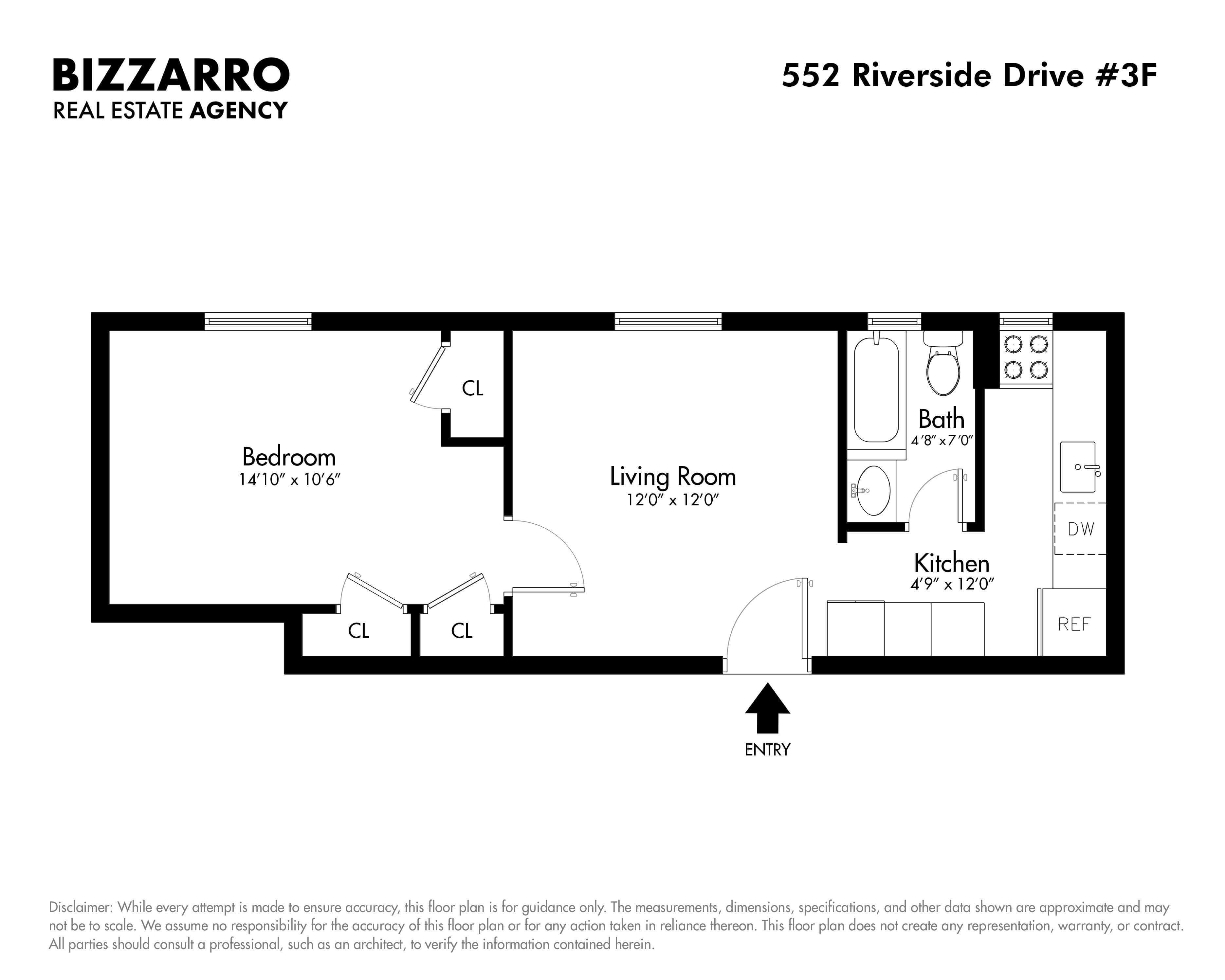 Floorplan for 552 Riverside Drive, 3F