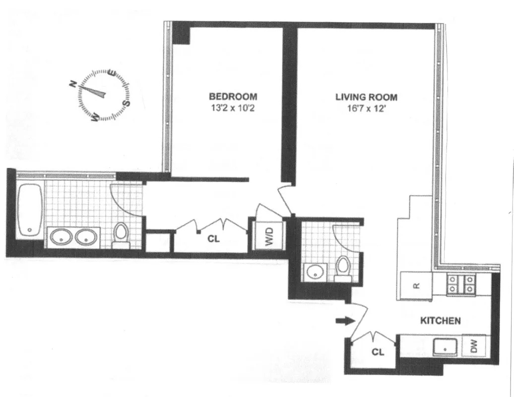 Floorplan for 310 West 52nd Street, 5A