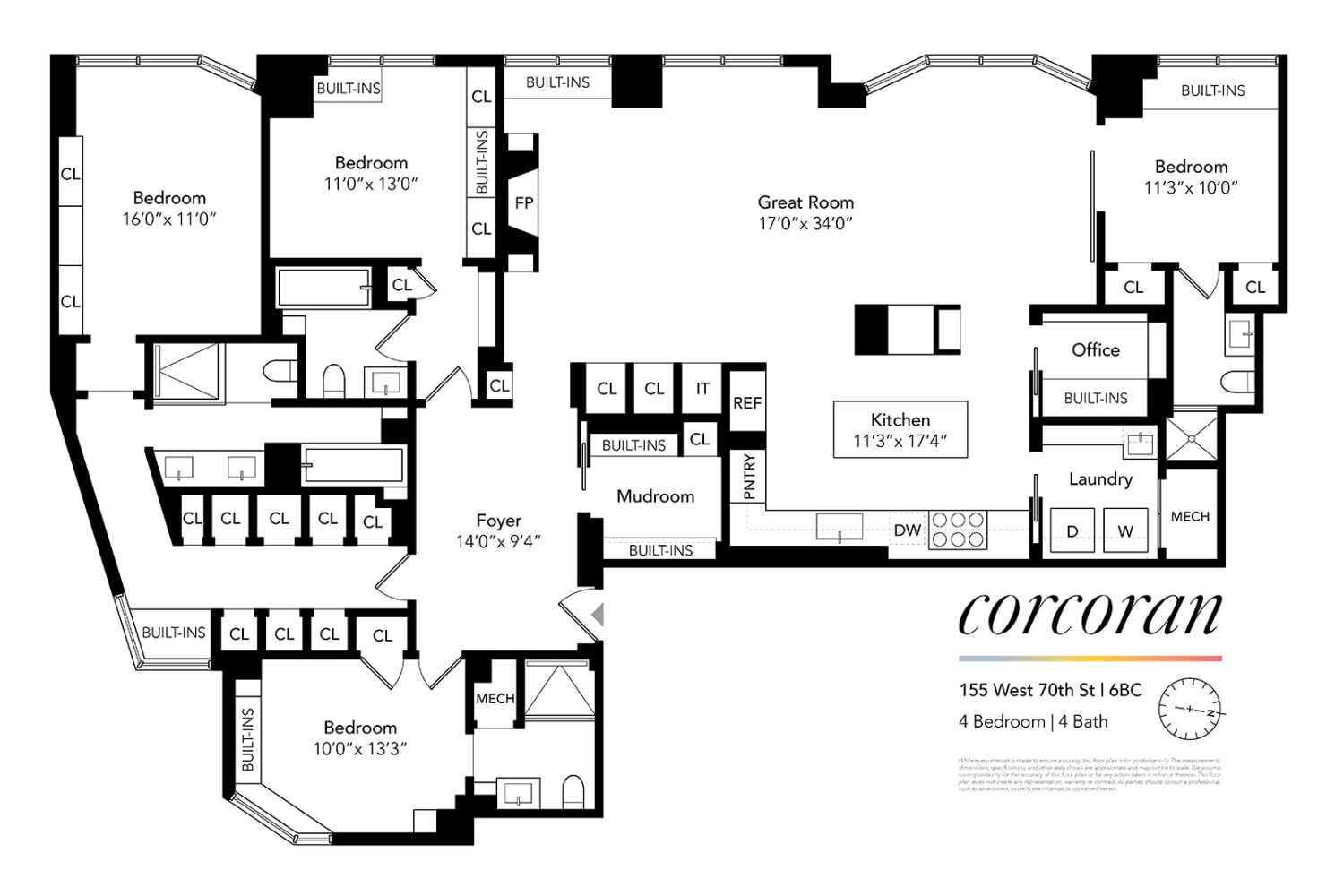 Floorplan for 155 West 70th Street, 6BC