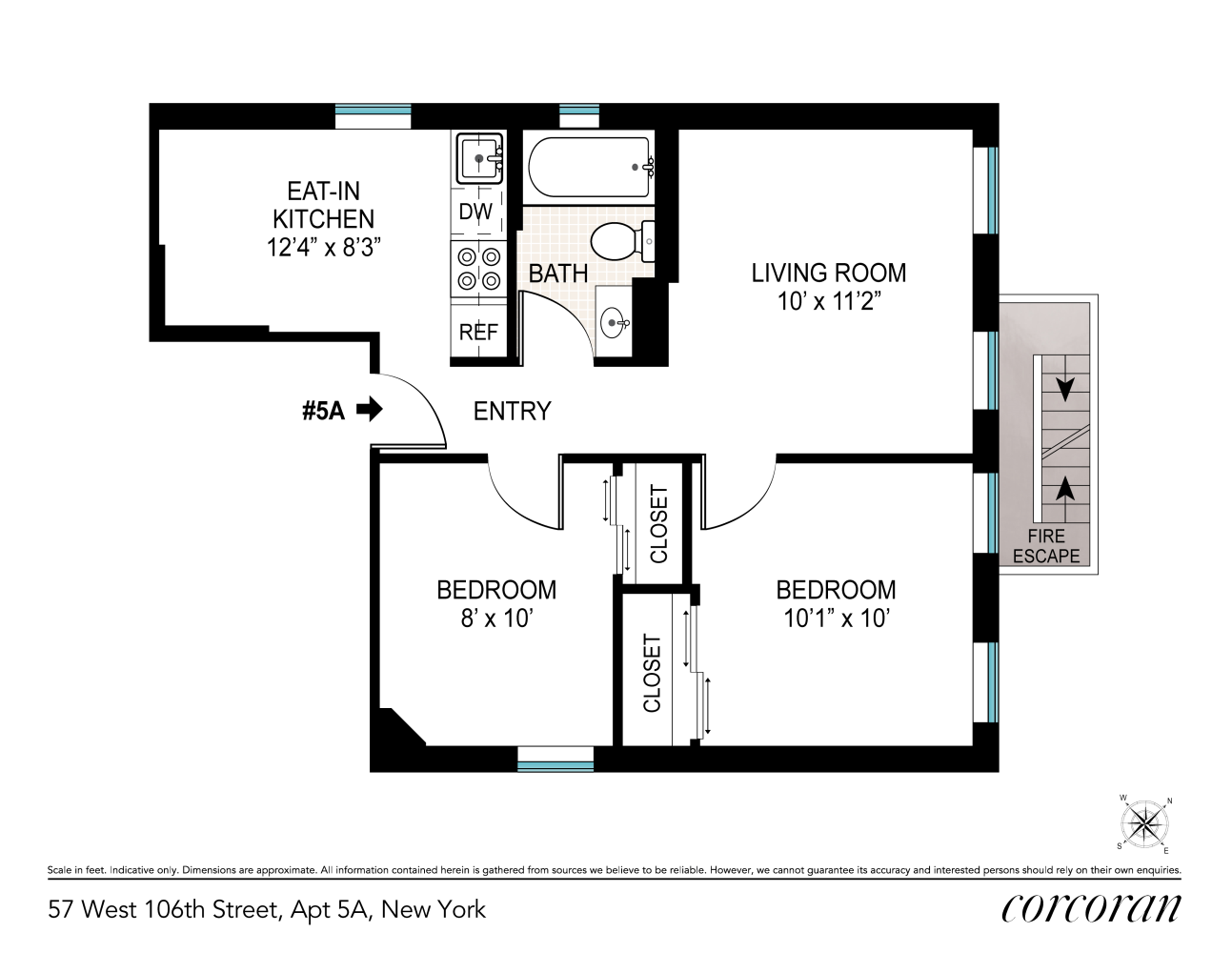 Floorplan for 57 West 106th Street, 3A