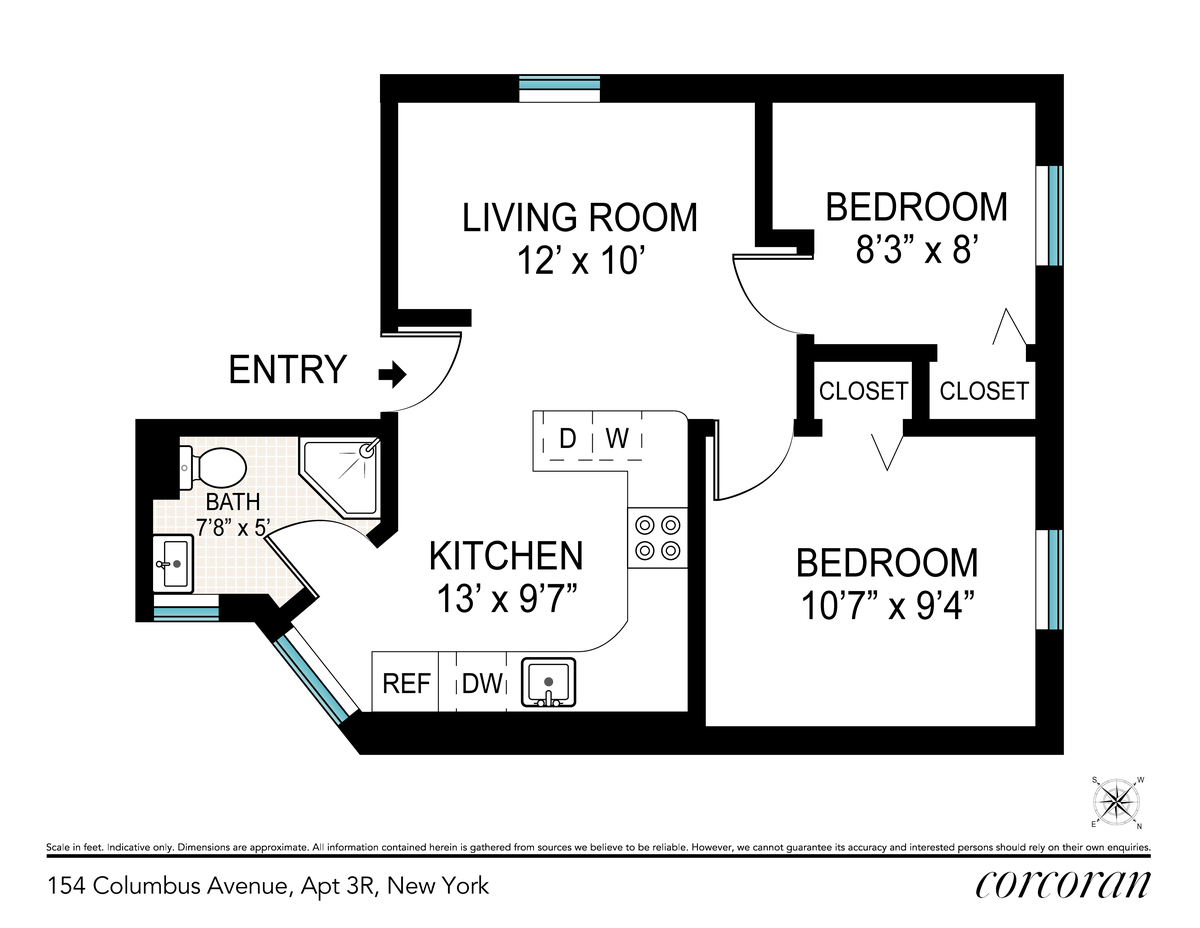 Floorplan for 154 Columbus Avenue, 2R