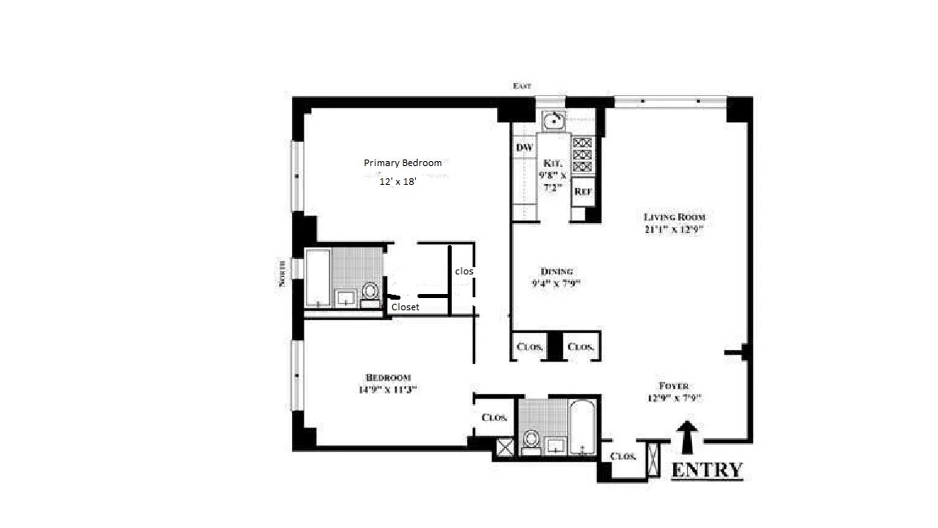 Floorplan for 196 East 75th Street, 12C