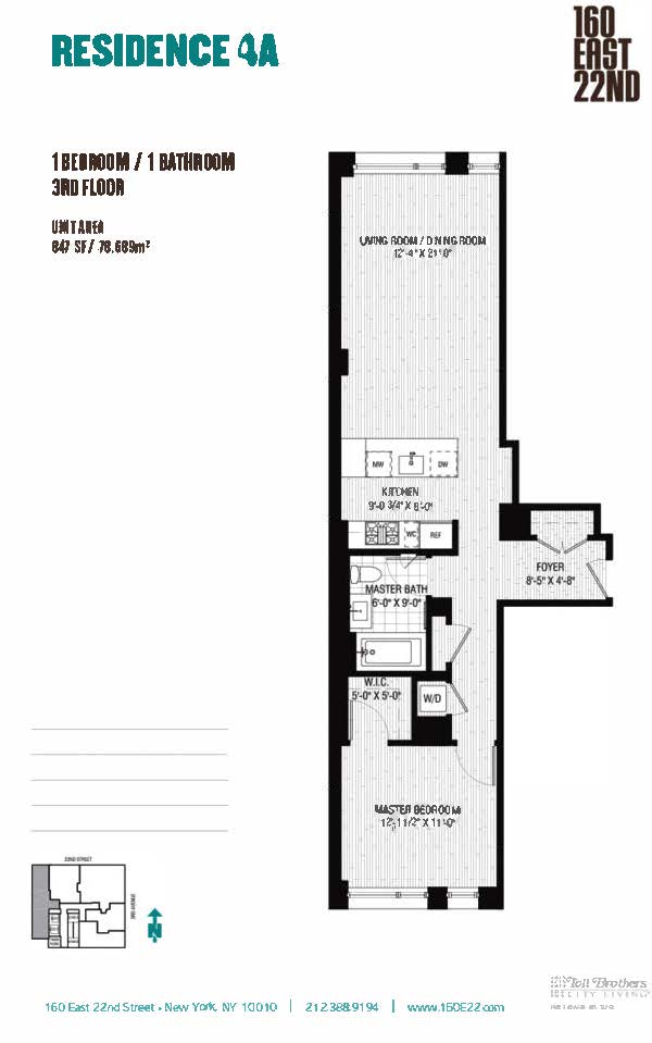 Floorplan for 160 East 22nd Street, 4A