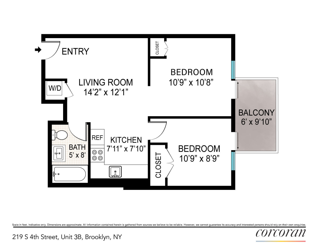 Floorplan for 219 South 4th Street, 3B