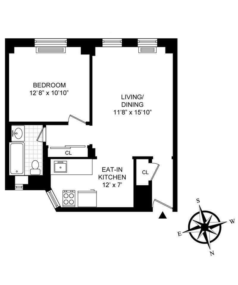 Floorplan for 25 West 64th Street, 2-B