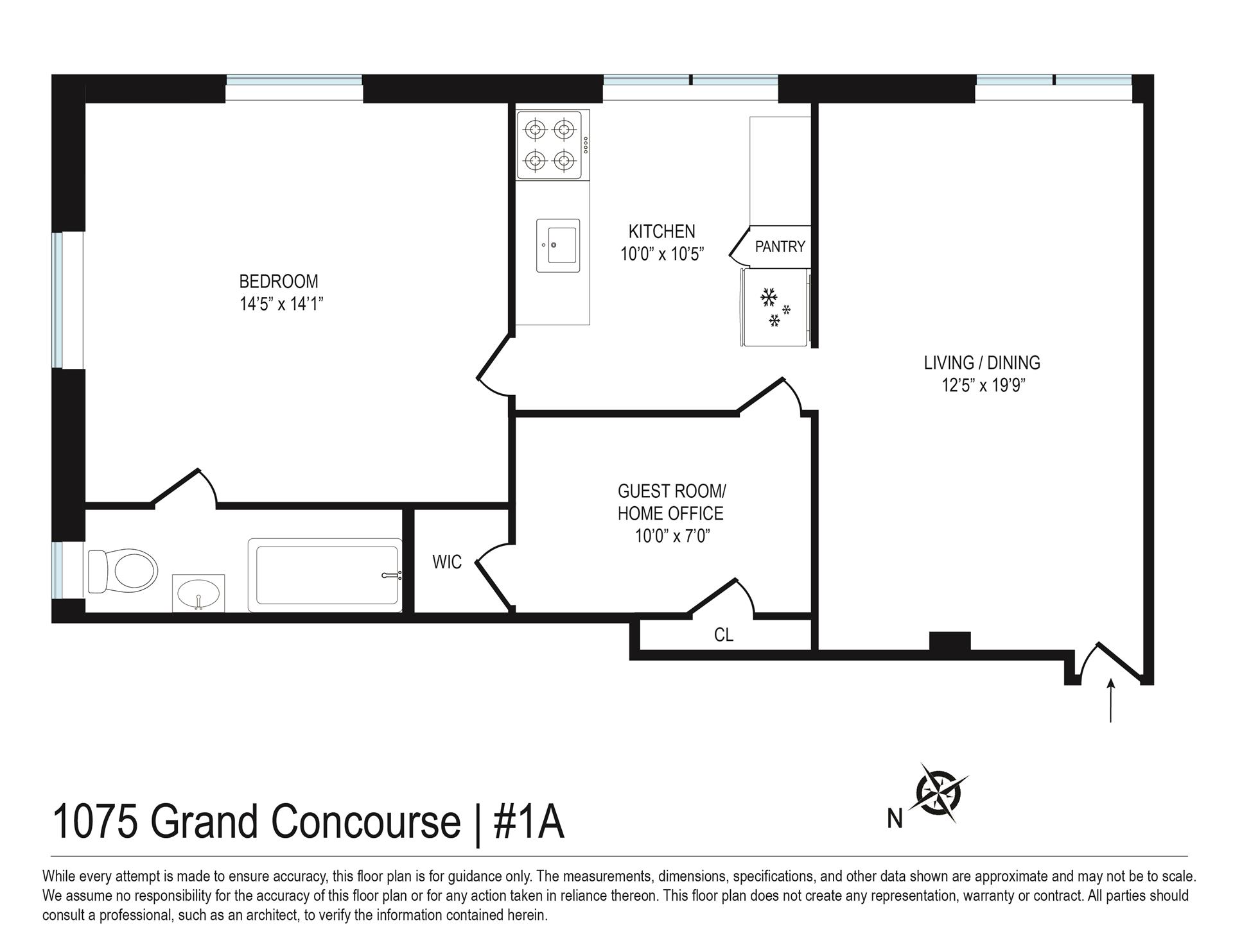 Floorplan for 1075 Grand Concourse, 1A