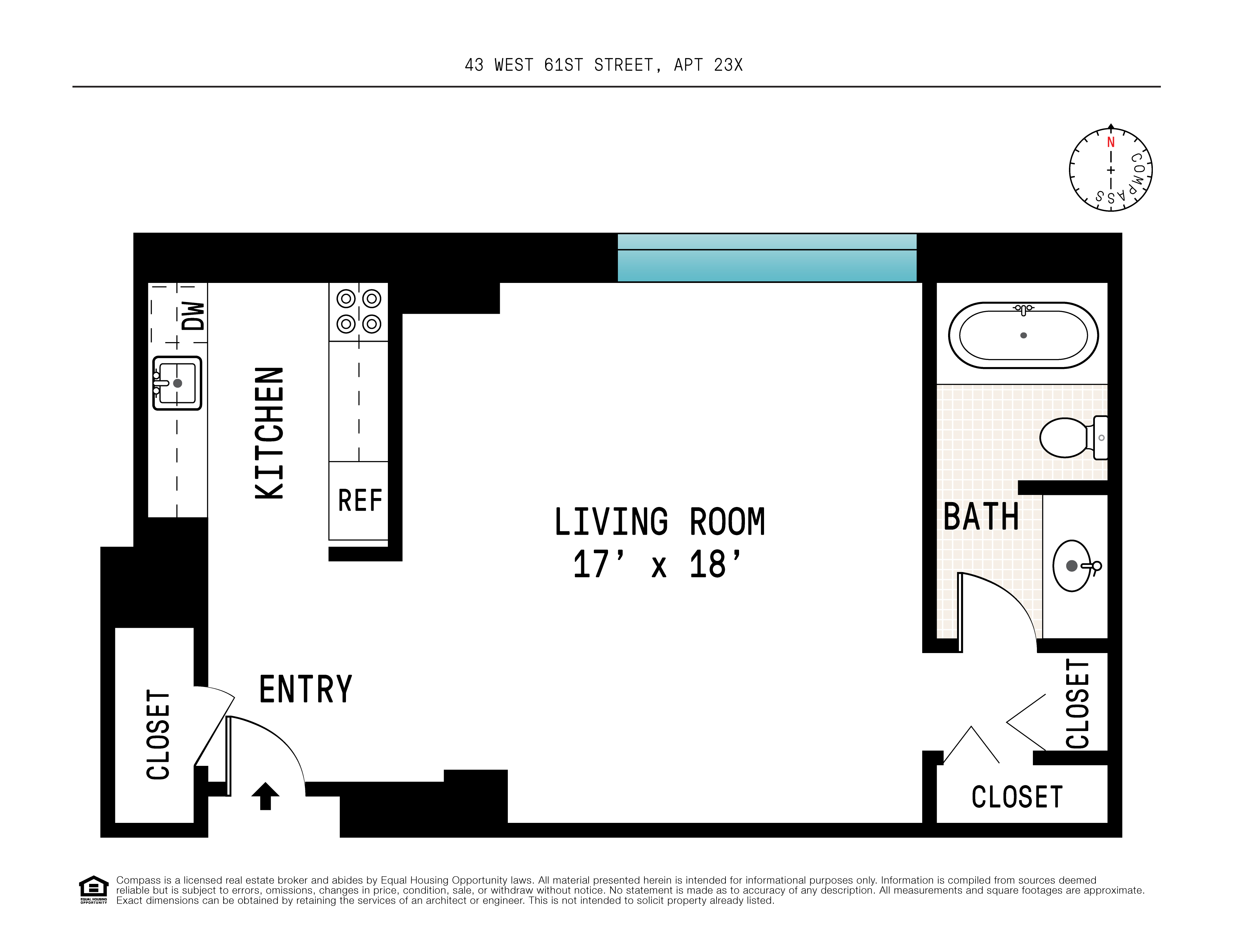 Floorplan for 43 West 61st Street, 23X