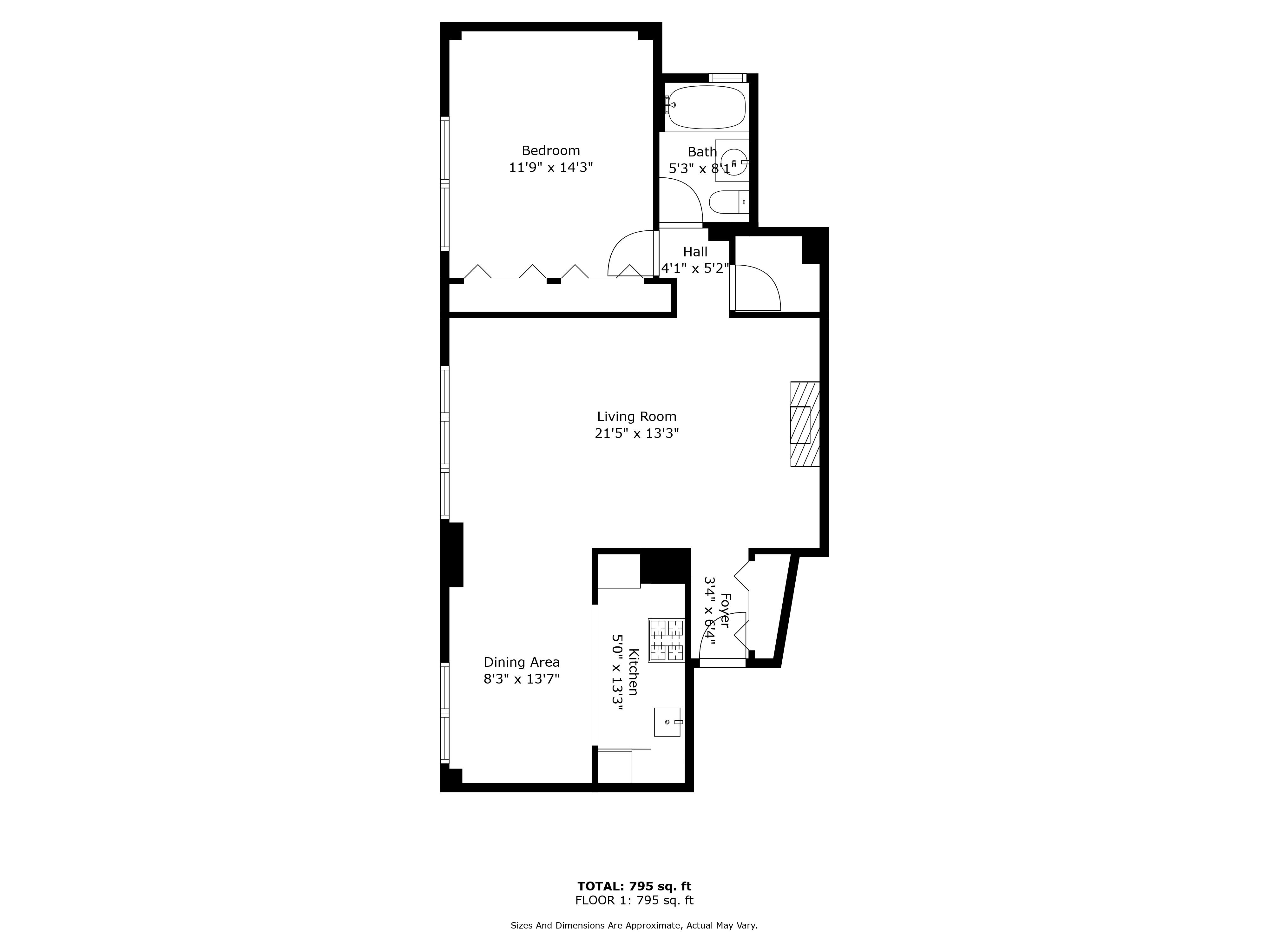 Floorplan for 100 Central Park, 6-D