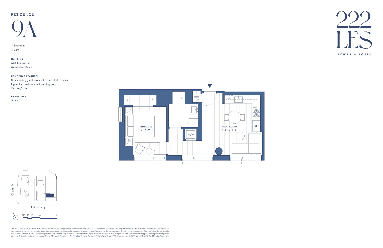 Floorplan for 222 East Broadway, 9A