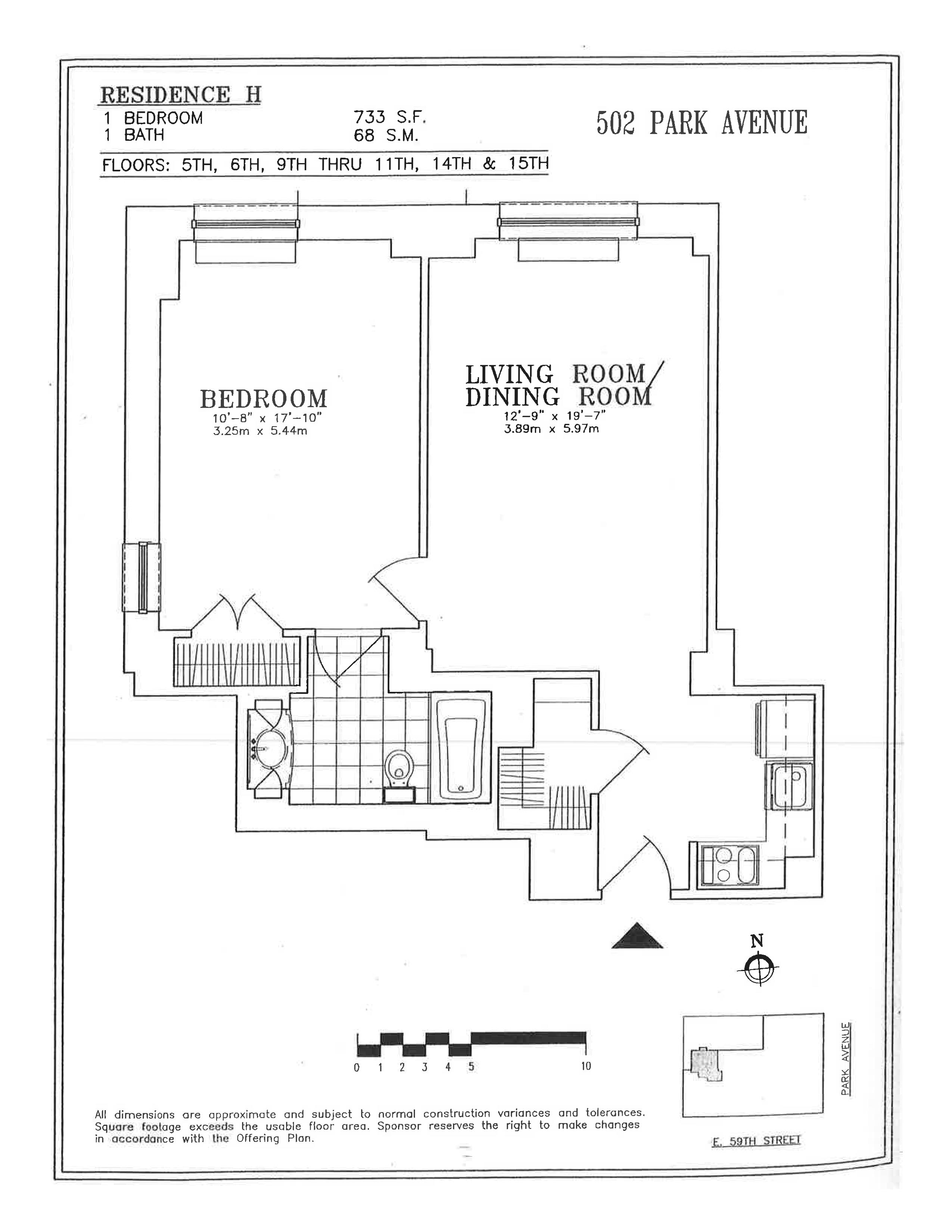 Floorplan for 502 Park Avenue, 5-H