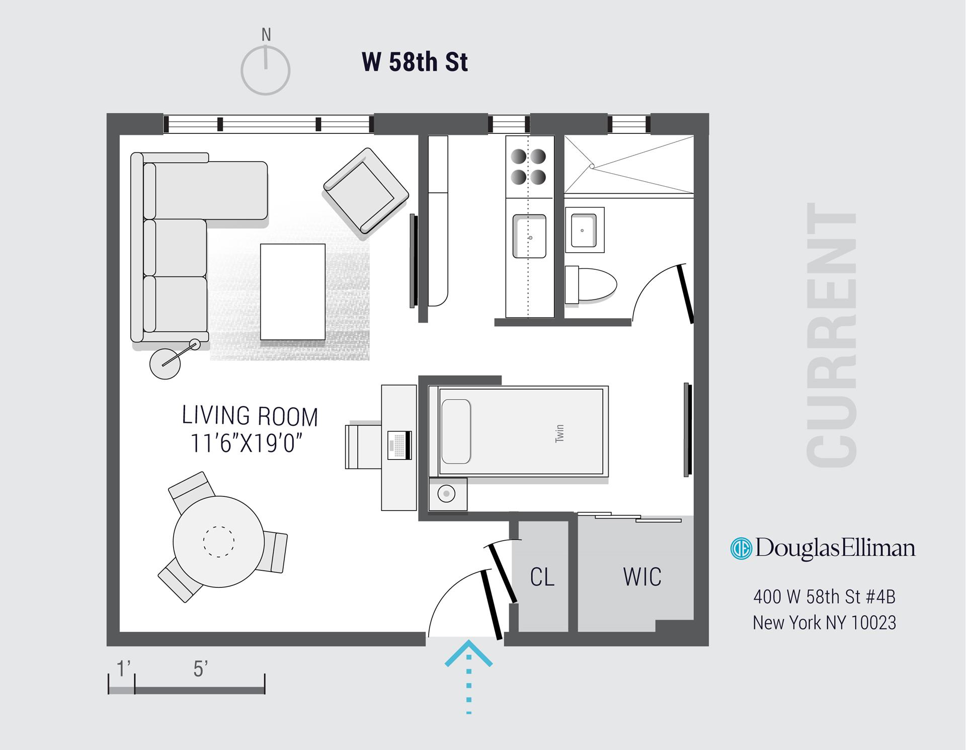 Floorplan for 400 West 58th Street, 4BN