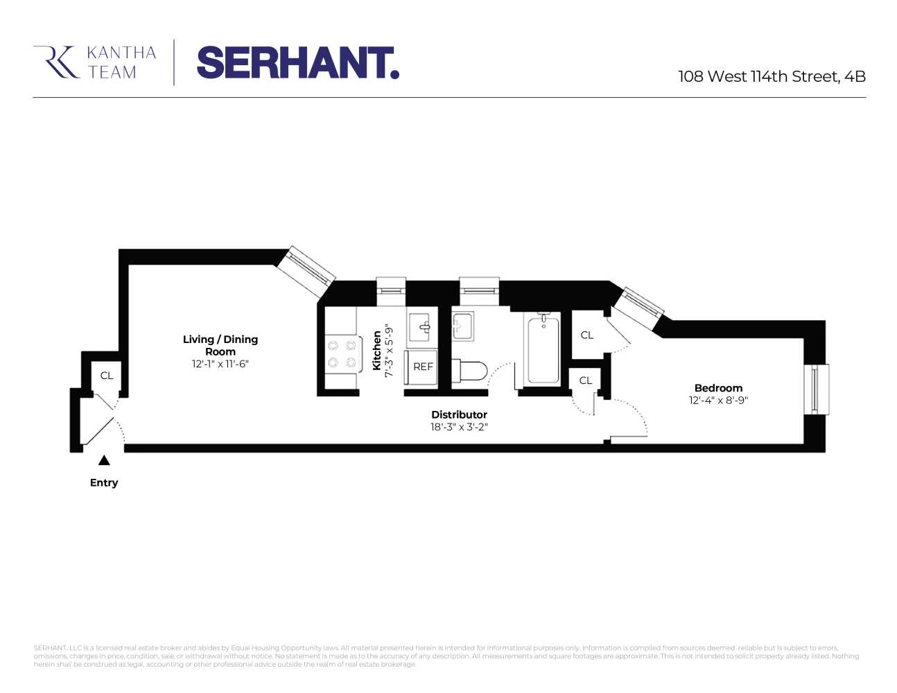 Floorplan for 108 West 114th Street, 4B