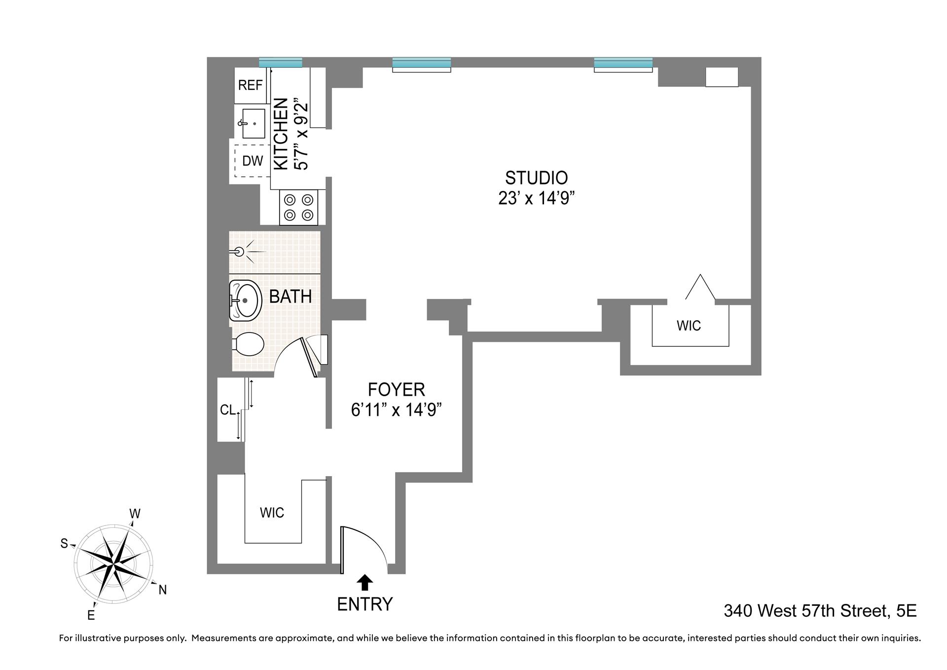 Floorplan for 340 West 57th Street, 5E