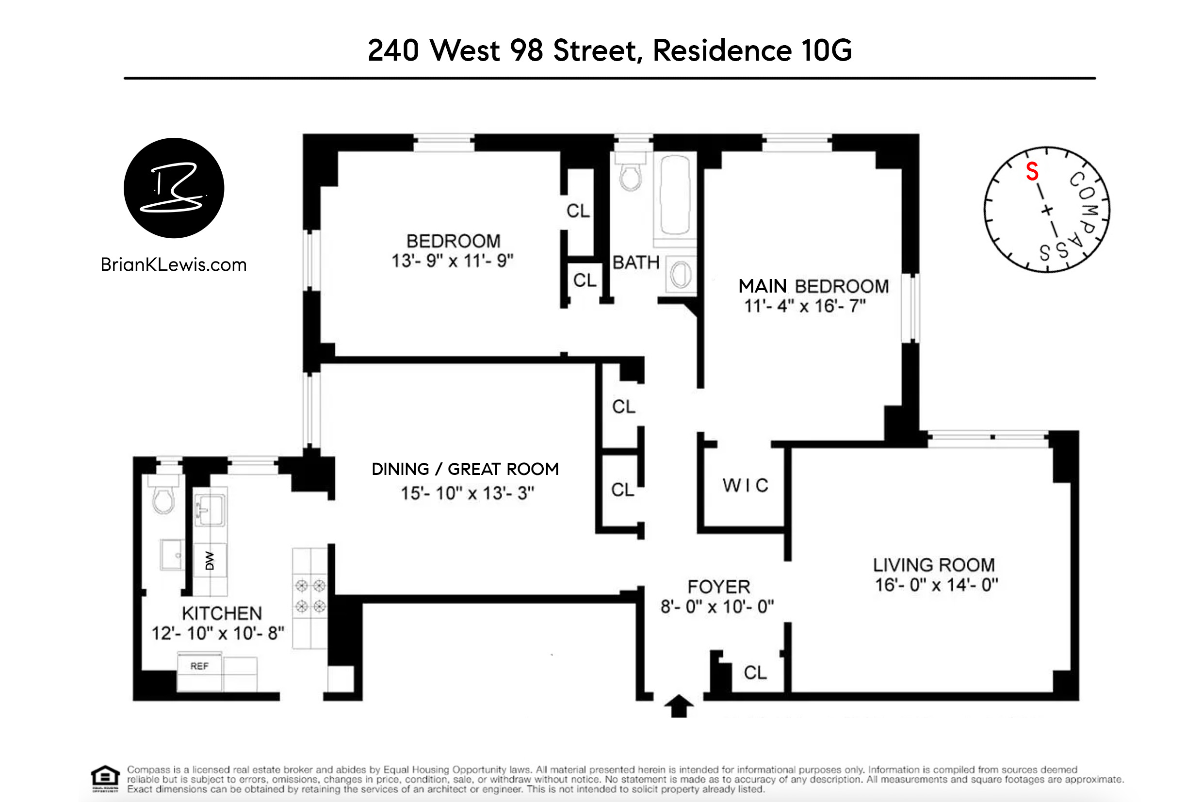 Floorplan for 240 West 98th Street, 10G