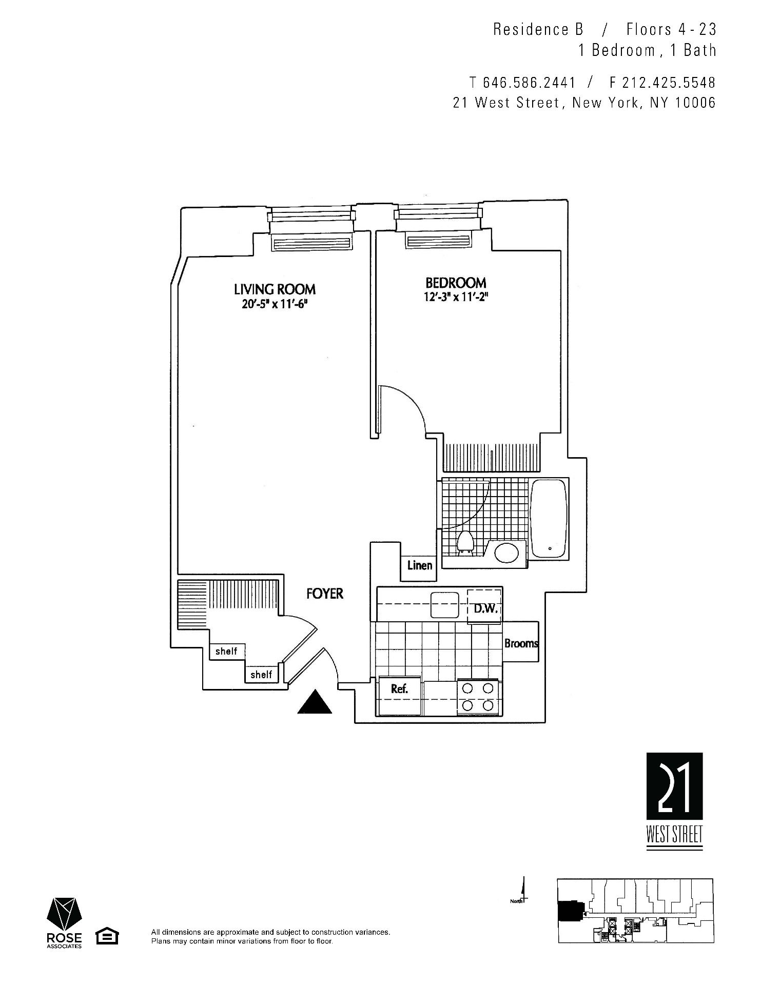 Floorplan for 21 West Street, 23-B