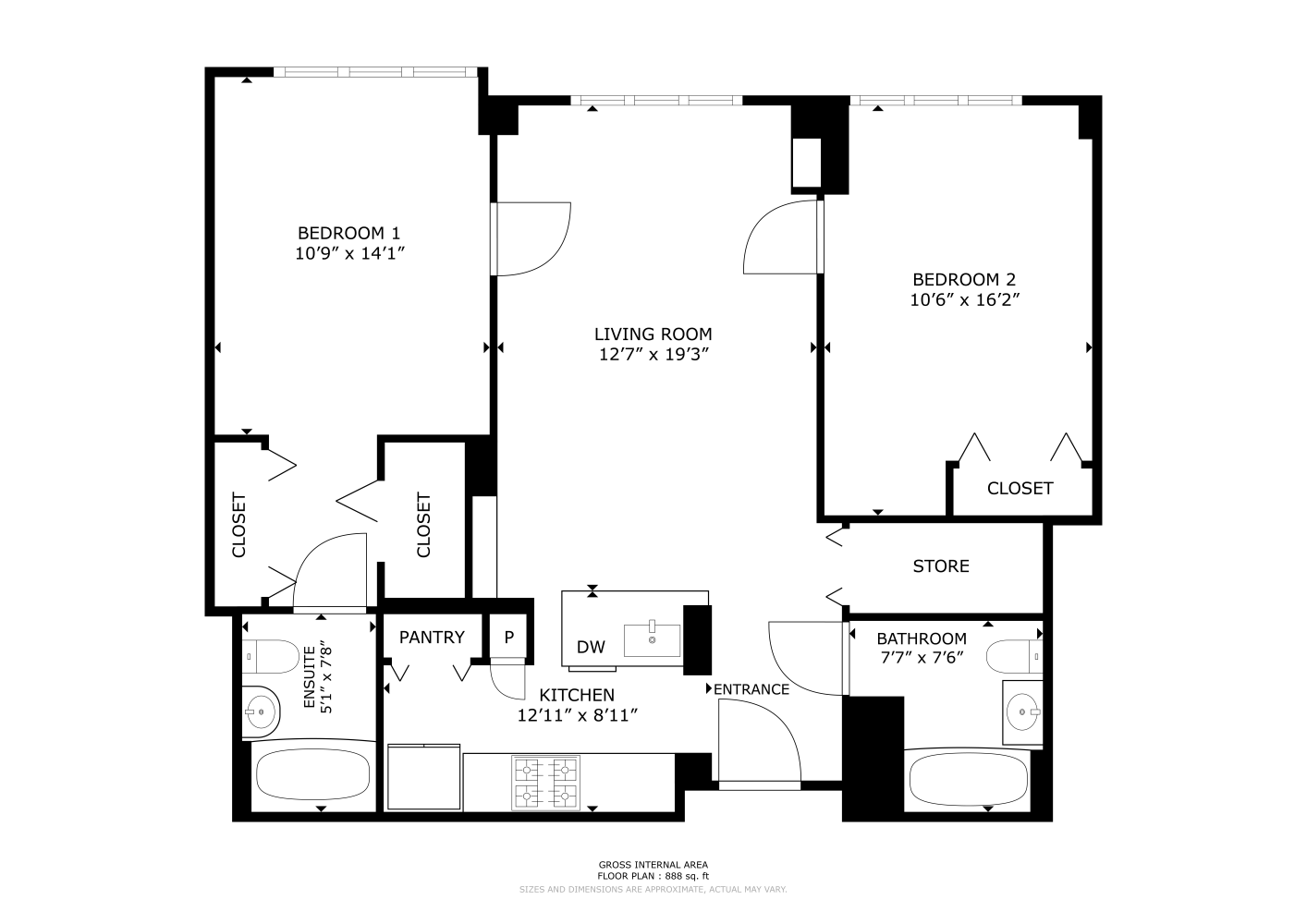 Floorplan for 1400 5th Avenue, 4H